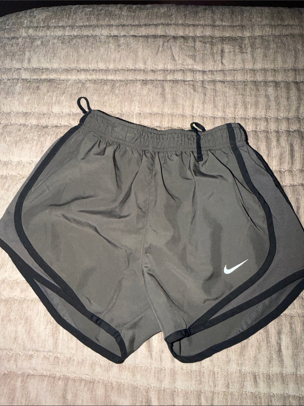 Nike Olive Green Athletic Shorts with Black Trim